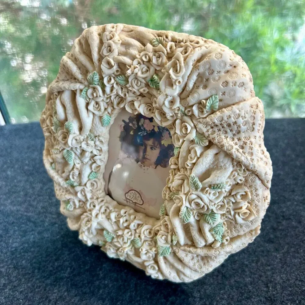 1989 Fancy Frames by United Design Floral Lace Resin Picture Frame